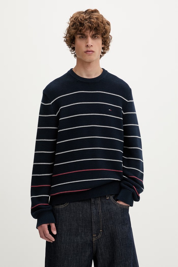 Tommy Jeans sweter męski bawełniany granatowy DM0DM23384