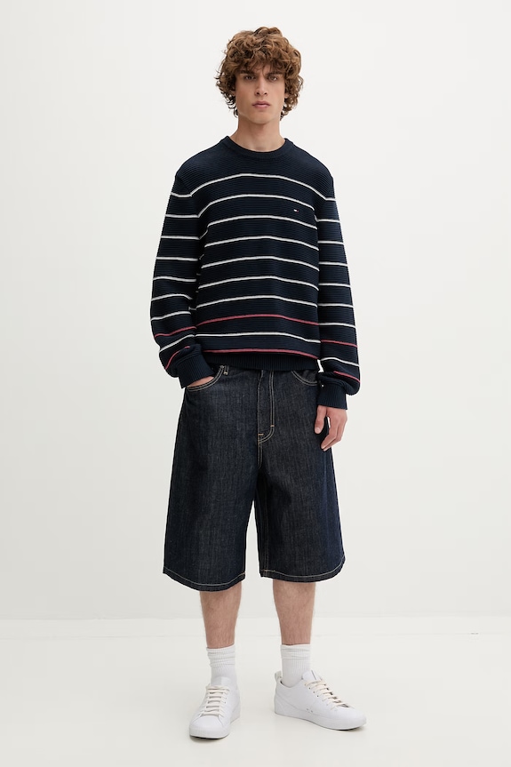 Tommy Jeans sweter męski bawełniany DM0DM23384 granatowy AW26