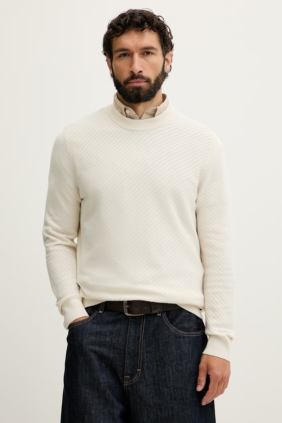 BOSS sweter męski bawełniany H-Lofranco beżowy 50565565