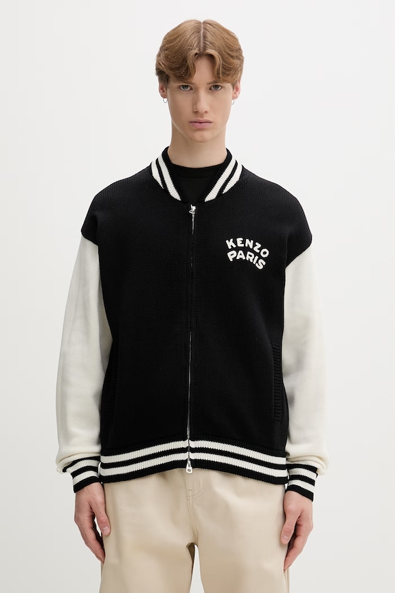 Kenzo ozepínací svetr pánský s bavlnou černá FG65CA8053EC