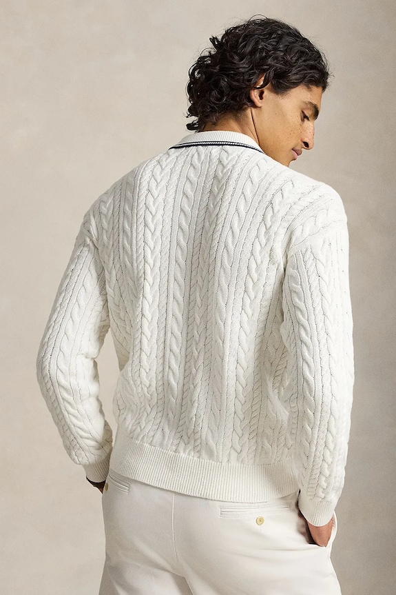 Polo Ralph Lauren sweter męski z bawełną 710B17555 biały AW26