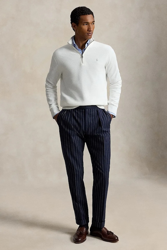 Odzież Polo Ralph Lauren sweter męski bawełniany 710B18060 biały