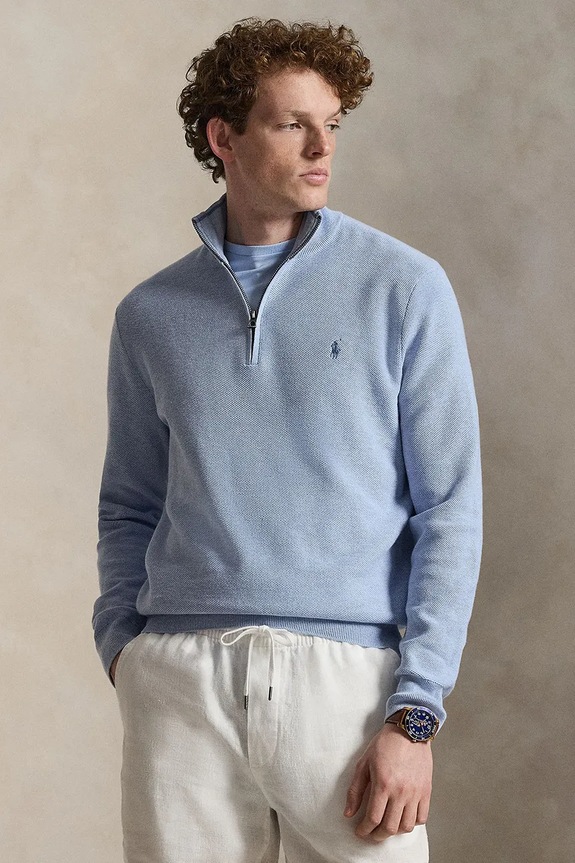 Polo Ralph Lauren sweter męski bawełniany niebieski 710B18060