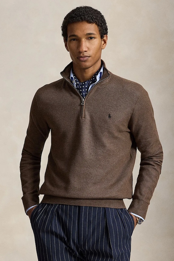 Polo Ralph Lauren sweter męski bawełniany brązowy 710B18060