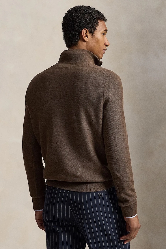 Polo Ralph Lauren sweter męski bawełniany 710B18060 brązowy AW26