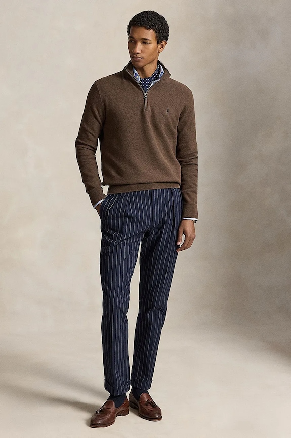Odzież Polo Ralph Lauren sweter męski bawełniany 710B18060 brązowy