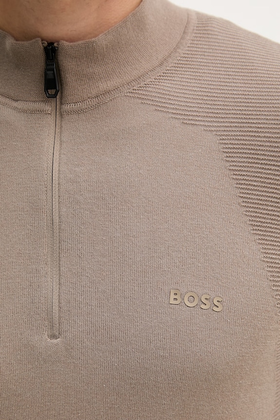 BOSS Green светр чоловічий з бавовною KN_Momentum-Lite MZ 50558352 коричневий