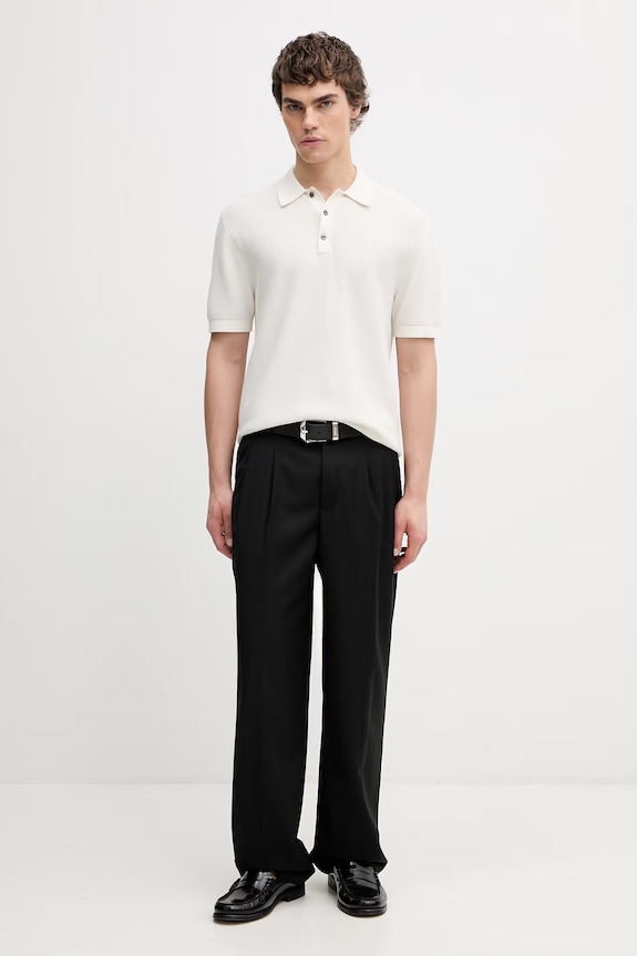 Calvin Klein polo swetrowe męskie bawełniane LV04LG313G beżowy AW26