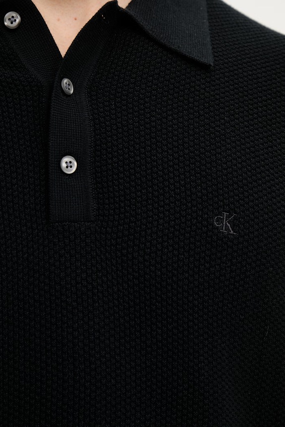 Calvin Klein polo swetrowe męskie bawełniane LV04LG313G czarny