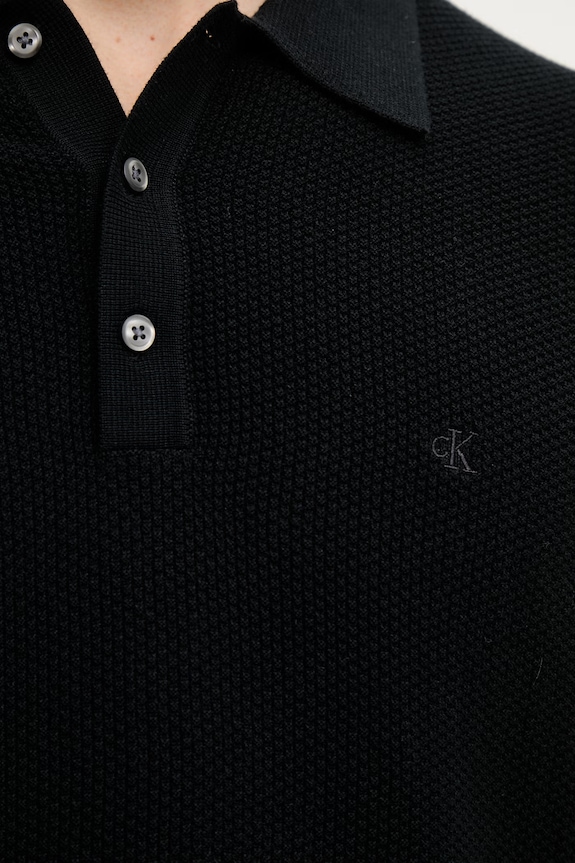 Calvin Klein polo swetrowe męskie bawełniane LV04LG313G czarny