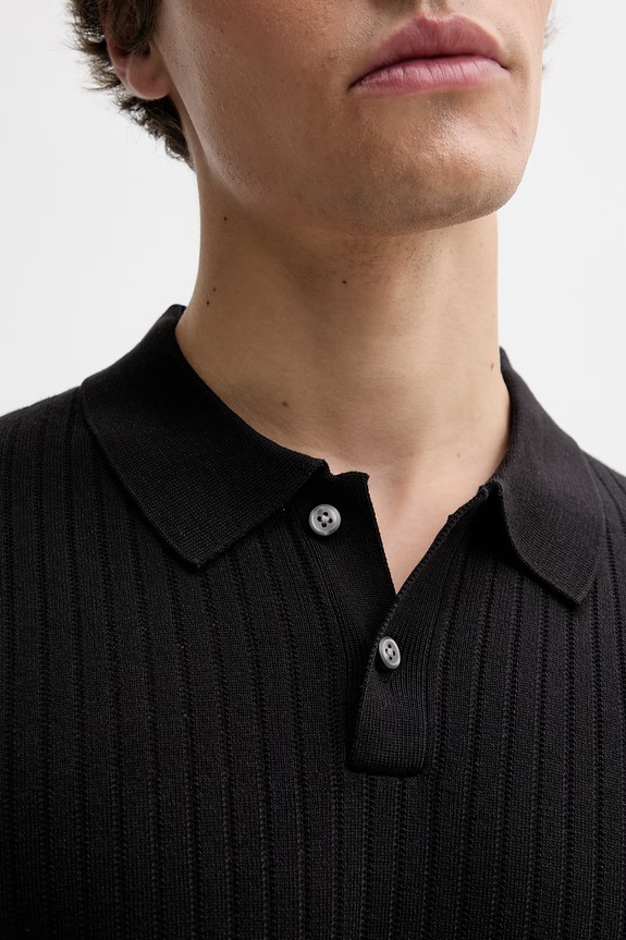 Calvin Klein polo swetrowe męskie z wiskozą LV04LG304G czarny