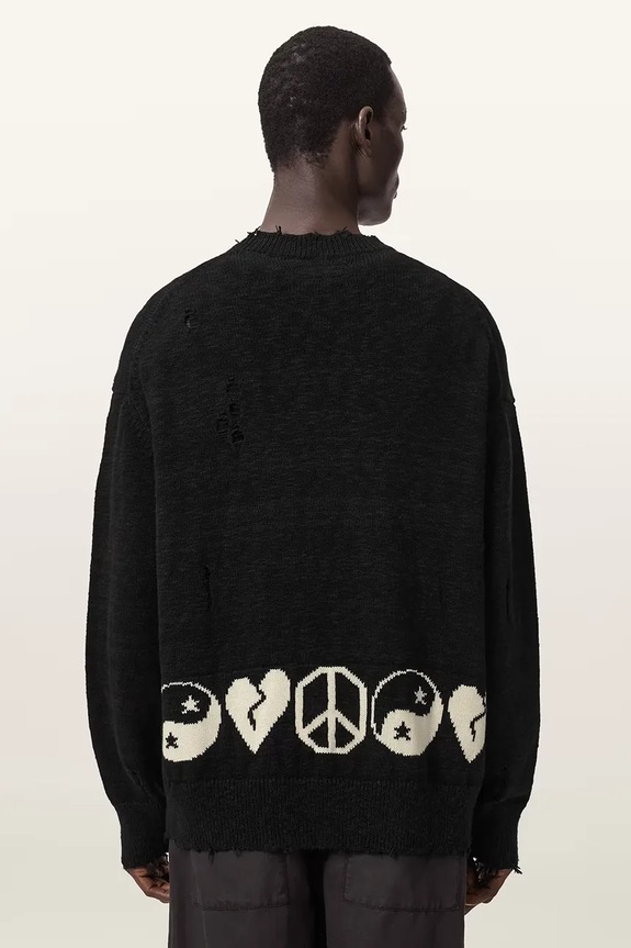 AllSaints kardigan męski bawełniany TABUA M041KE czarny AW26