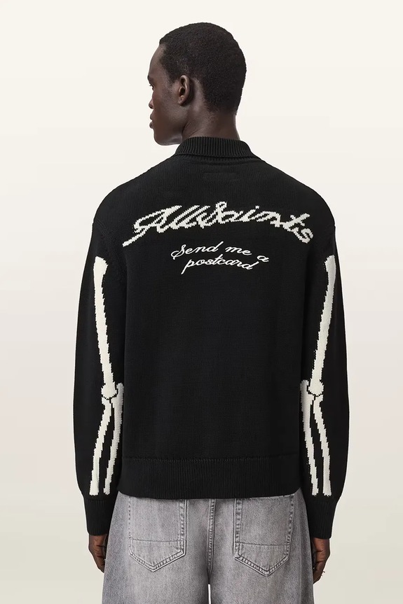 AllSaints kardigan męski bawełniany ADRIAN M045KE czarny AW26
