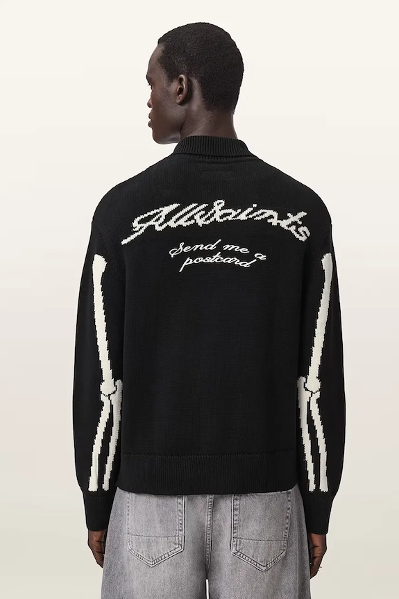 AllSaints kardigan męski bawełniany ADRIAN M045KE czarny AW26