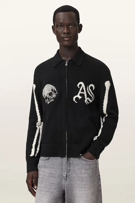 AllSaints kardigan męski bawełniany ADRIAN czarny M045KE