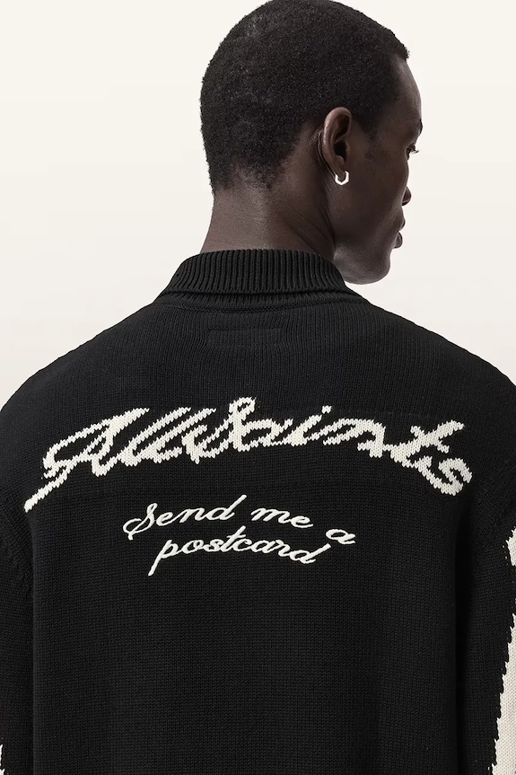 AllSaints kardigan męski bawełniany ADRIAN M045KE czarny
