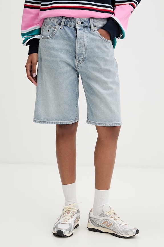 Tommy Jeans šortky dámske s bavlnou modrá DW0DW23123
