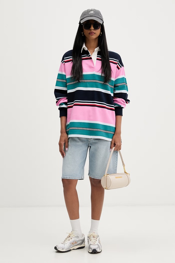 Tommy Jeans šortky dámske s bavlnou DW0DW23123 modrá AW26