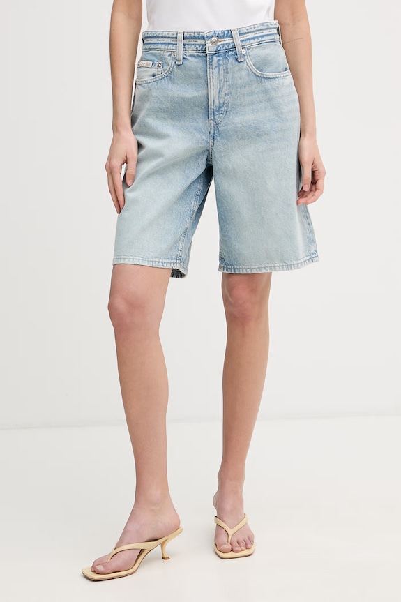 Calvin Klein Jeans bermudy damskie jeansowe niebieski LV047G716G