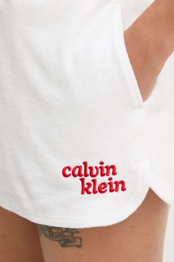 Calvin Klein Jeans sportske kratke hlače za žene s pamukom bijela LV047G223G