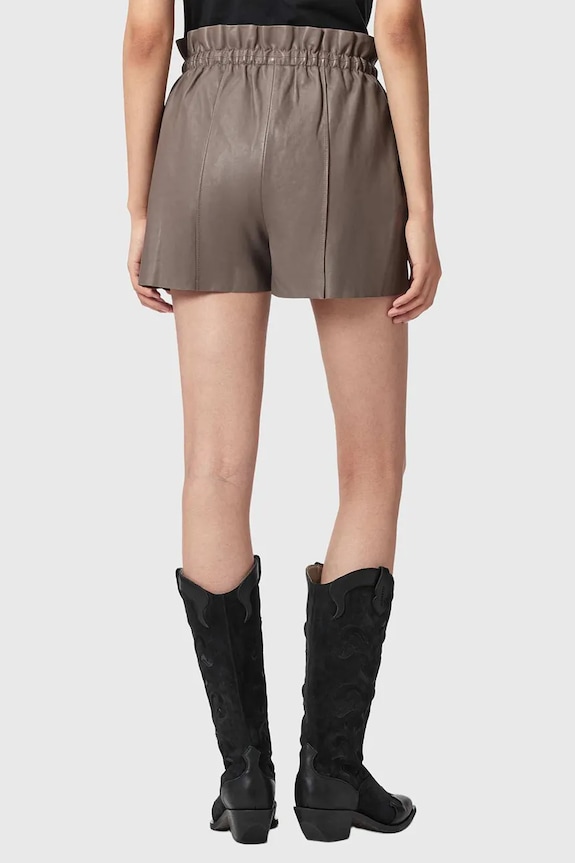 AllSaints pantaloni scurți pentru femei, din piele FRAN W060TE maro AW26