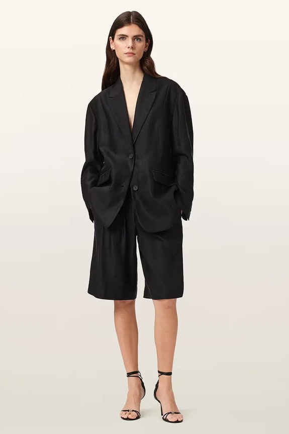 Odzież AllSaints szorty damskie z lnem CHARLEY W031QE czarny