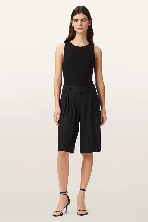 AllSaints szorty damskie z lnem CHARLEY czarny W031QE