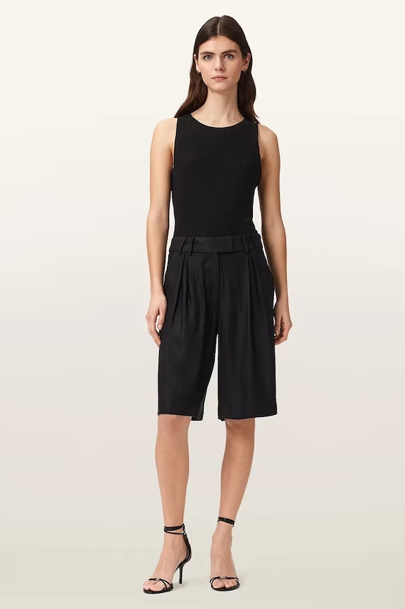 AllSaints szorty damskie z lnem CHARLEY czarny W031QE
