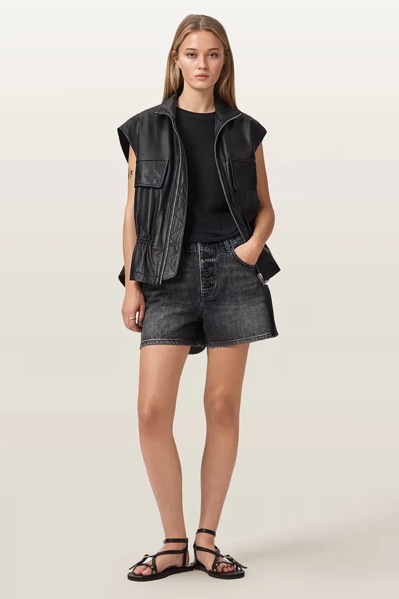 Oblačila AllSaints kratke hlače ženske denim TAY W078EE črna