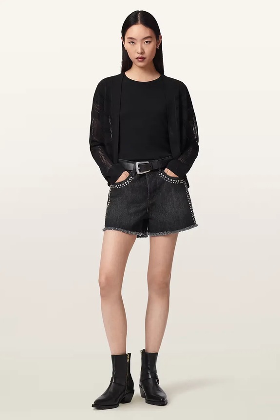Oblečení AllSaints šortky dámské džínové HEIDI W057EE černá