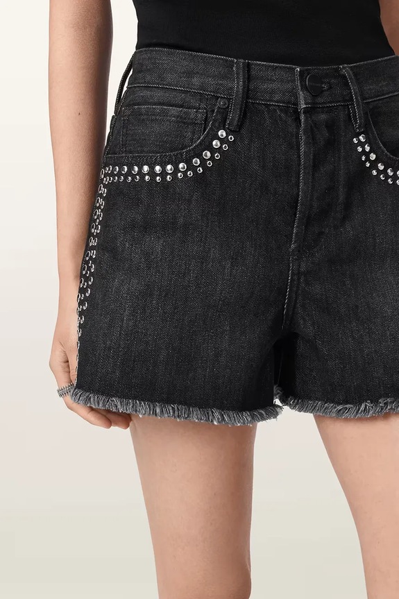 AllSaints šortky dámské džínové HEIDI černá W057EE