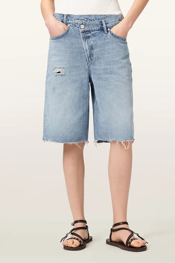 AllSaints pantaloni scurți pentru femei, din denim AKI albastru W053EE