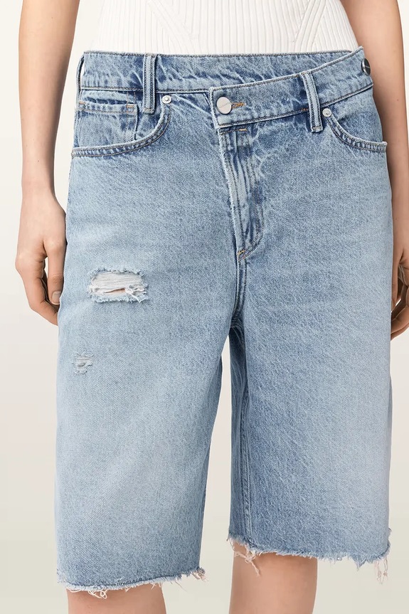 AllSaints pantaloni scurți pentru femei, din denim AKI albastru W053EE