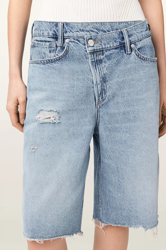 AllSaints pantaloni scurți pentru femei, din denim AKI albastru W053EE