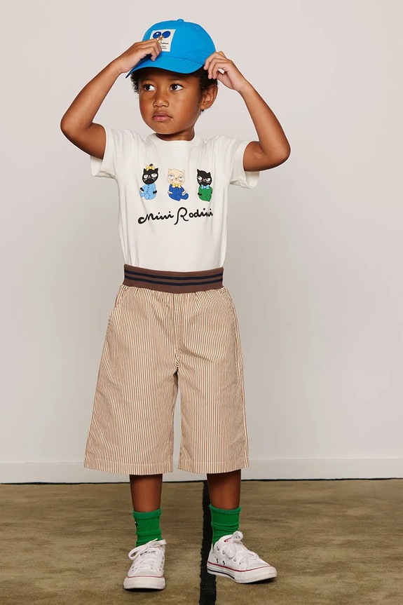 Mini Rodini σορτς παιδικά βαμβακερά Poplin μπεζ 26630102