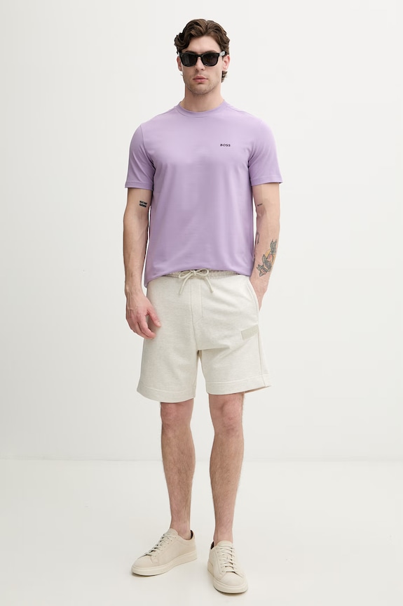 BOSS Green teplákové šortky pánské s bavlnou JT_Shorts 50564105 béžová AW26