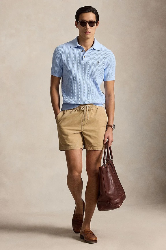 Îmbrăcăminte Polo Ralph Lauren pantaloni scurți pentru bărbați, din bumbac 710B19632 bej