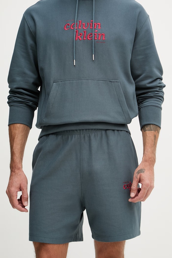 Calvin Klein Jeans teplákové šortky pánske s bavlnou tyrkysová LV04LG218G