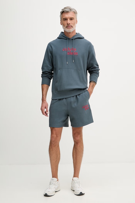 Calvin Klein Jeans teplákové šortky pánske s bavlnou LV04LG218G tyrkysová AW26