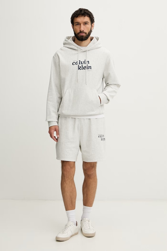 Calvin Klein Jeans teplákové šortky pánske z bavlnou LV04LG218G sivá AW26
