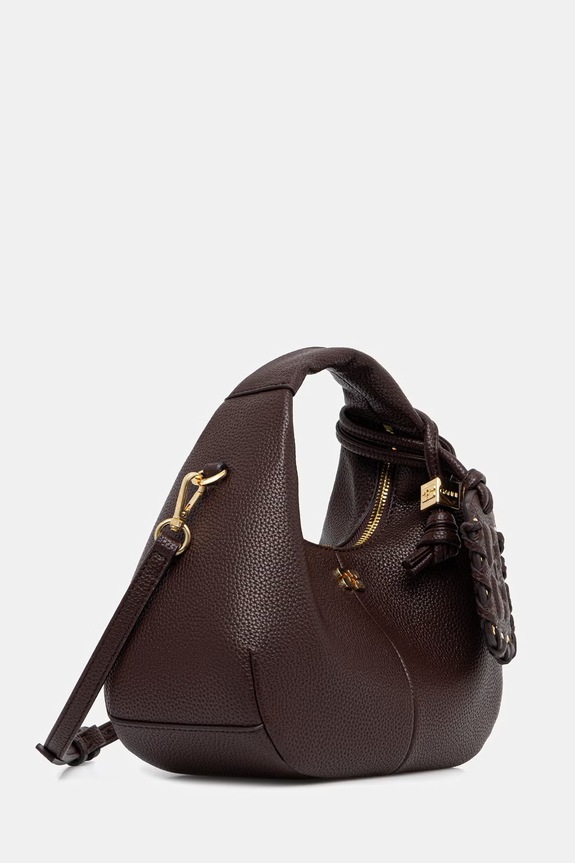 GANNI Hobo Mini torebka hobo damska z imitacji skóry A7102. brązowy AW26
