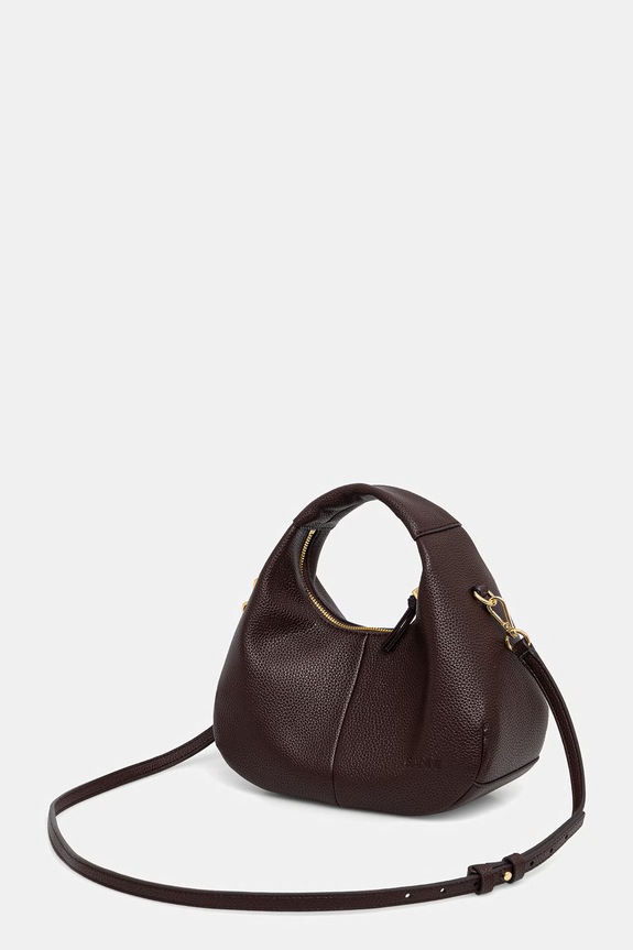 Akcesoria GANNI Hobo Mini torebka hobo damska z imitacji skóry A7102. brązowy
