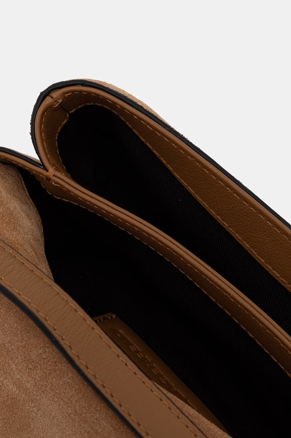 Karl Lagerfeld crossbody torba za žene od brušene kože K/SIGNATURE B3W30016 smeđa