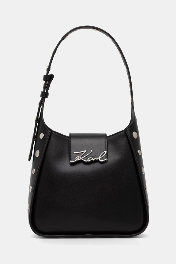 Karl Lagerfeld mala torba hobo za žene kožna K/SIGNATURE crna B3W30022