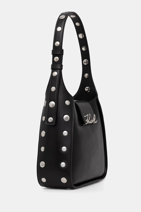 Karl Lagerfeld mala torba hobo za žene kožna K/SIGNATURE B3W30022 crna AW26