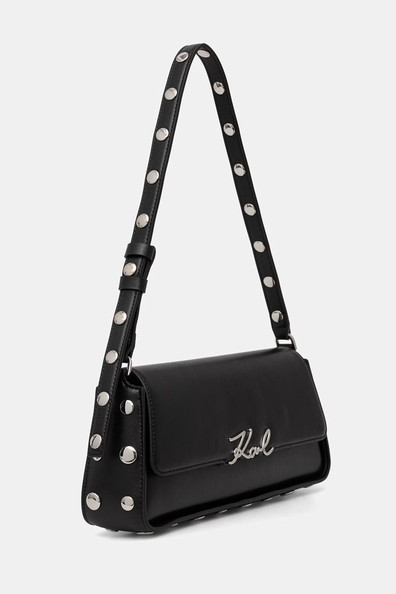 Karl Lagerfeld baguette torbica za žene kožna K/SIGNATURE B3W30023 crna AW26