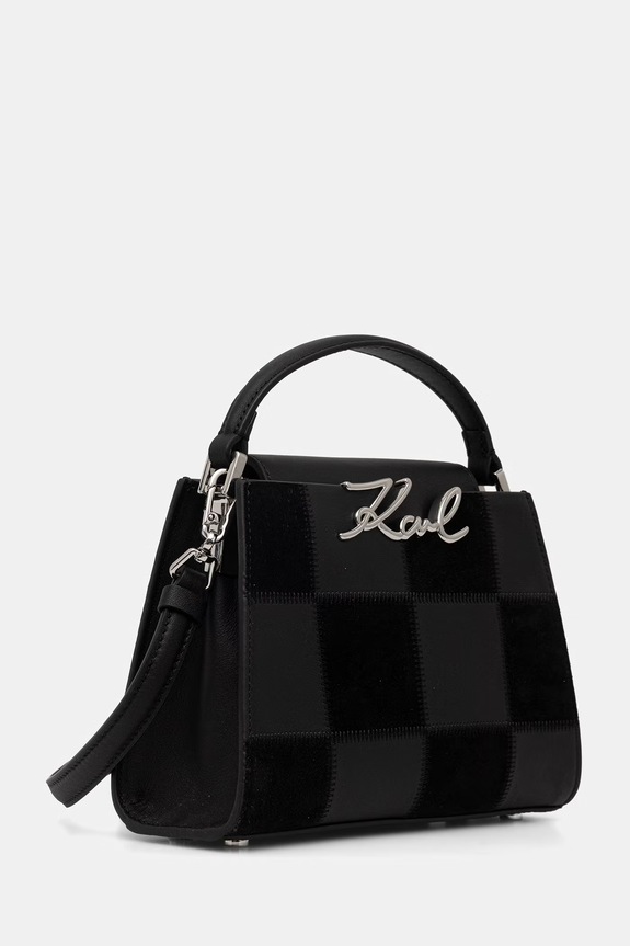Karl Lagerfeld crossbody torba za žene kožna K/SIGNATURE B3W30027 crna AW26