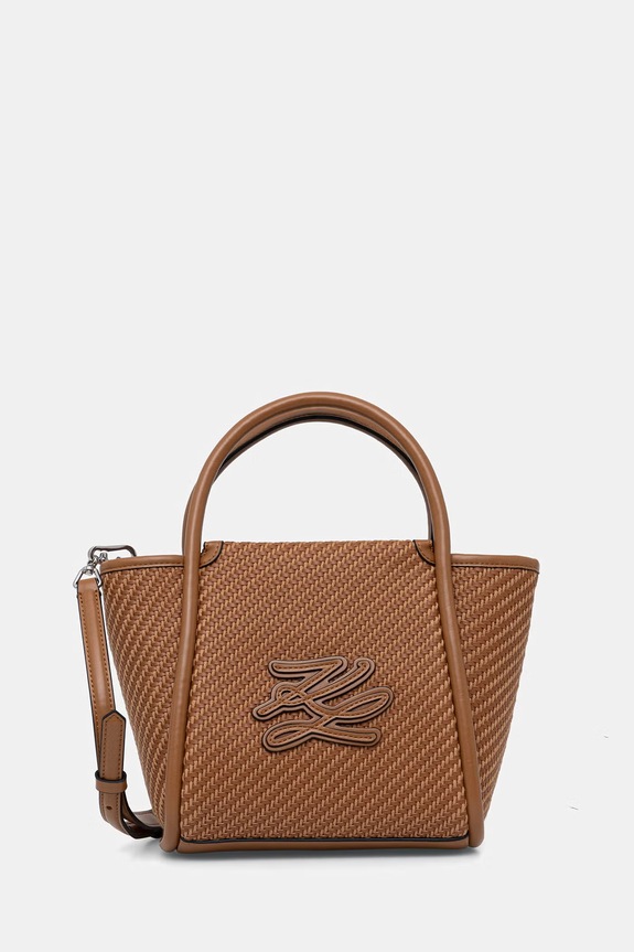 Karl Lagerfeld crossbody torba za žene pletena K/AUTOGRAPH smeđa B3W30314
