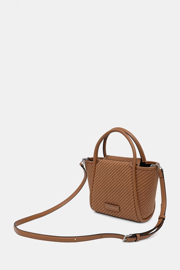 Dodaci Karl Lagerfeld crossbody torba za žene pletena K/AUTOGRAPH B3W30314 smeđa