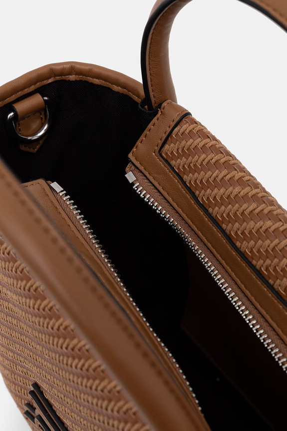 Karl Lagerfeld crossbody torba za žene pletena K/AUTOGRAPH smeđa B3W30314